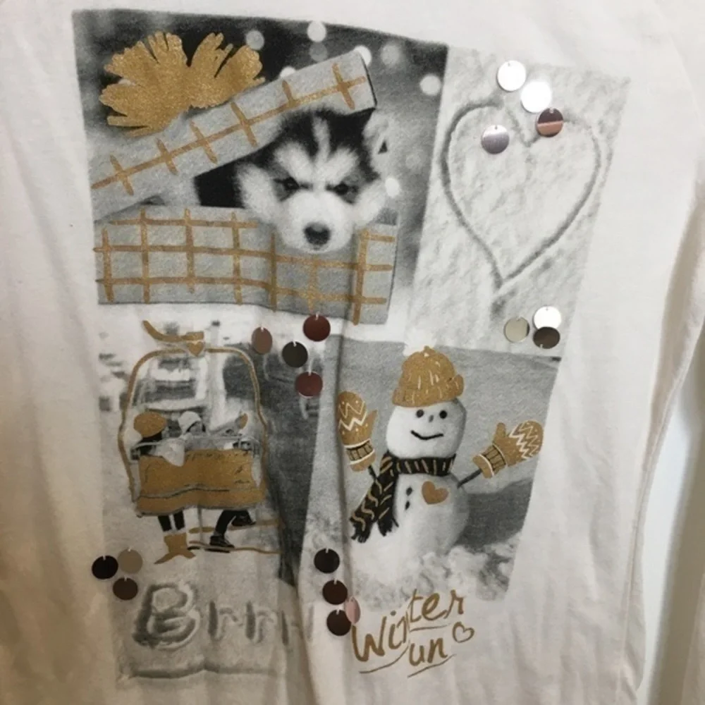 Justice Girls size 12 off white winter top